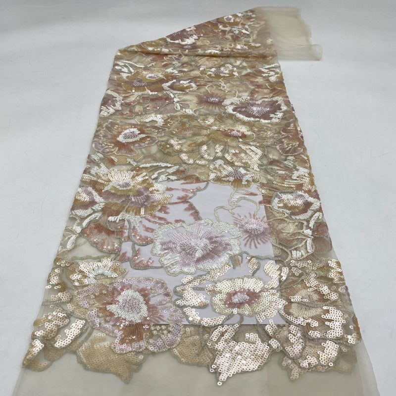 Multicolor 2/4/3/5 mm Sequin Embroidered Bridal Fabric