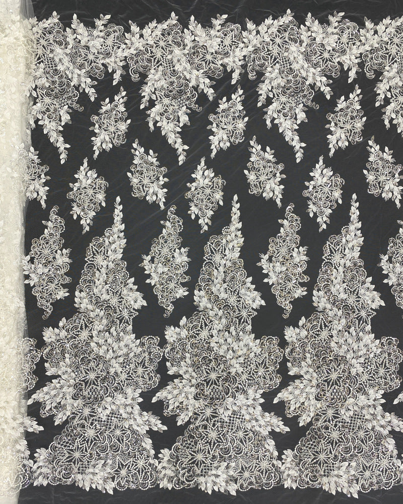 Botanical Foam Bead Sequin Fabric for Bridal Gowns — fabric photo 6