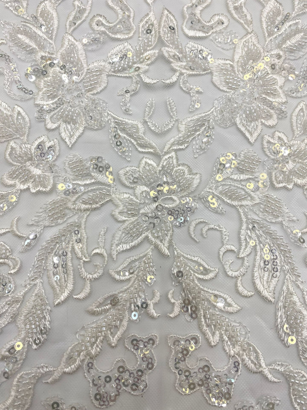 Botanical Bead & Sequin Embroidered Bridal Fabric — fabric photo 5