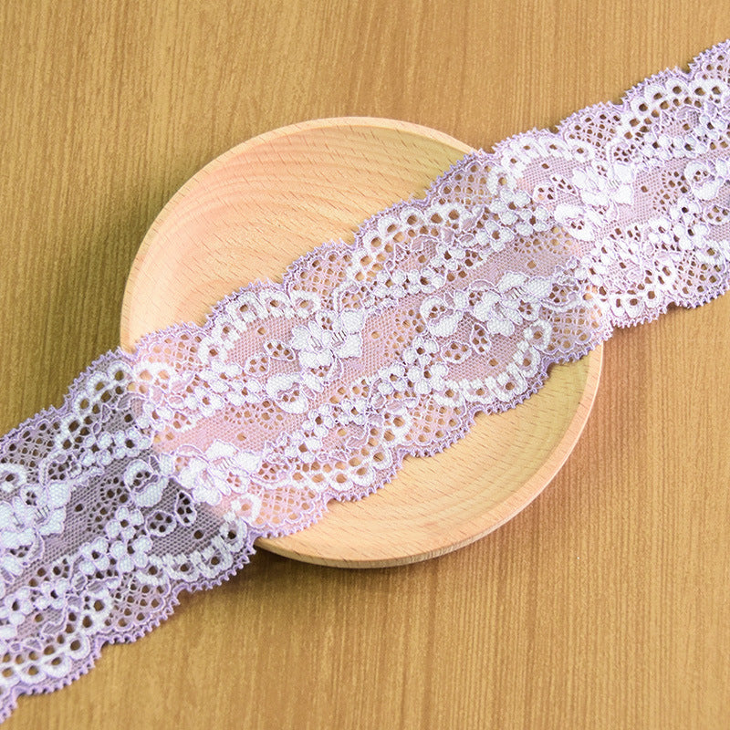 Double-Scallop Picot-Edge Stretch Nylon-Spandex Lace Trim 6 cm