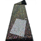 Multicolor Sequin & Bugle-Bead Embroidered Bridal Fabric — fabric photo 4