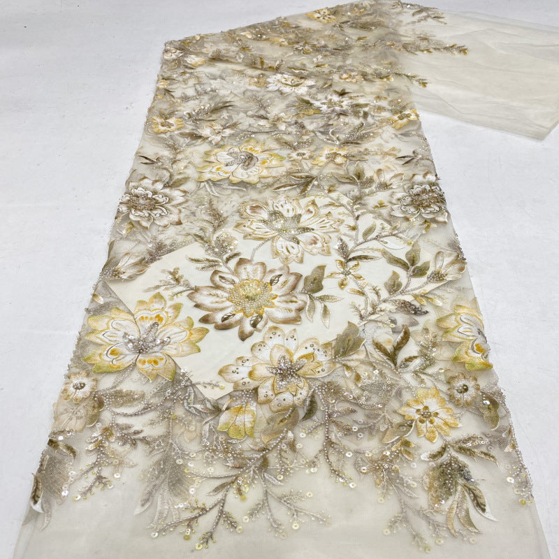 Printed Bead Sequin Embroidery Fabric for Dresses — fabric photo 3