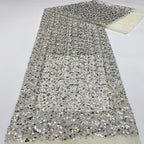 Textured Rope Shell Sequin Embroidered Fabric — fabric photo 3