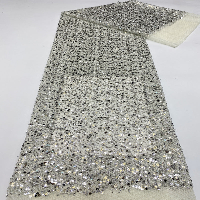 Textured Rope Shell Sequin Embroidered Fabric — fabric photo 3