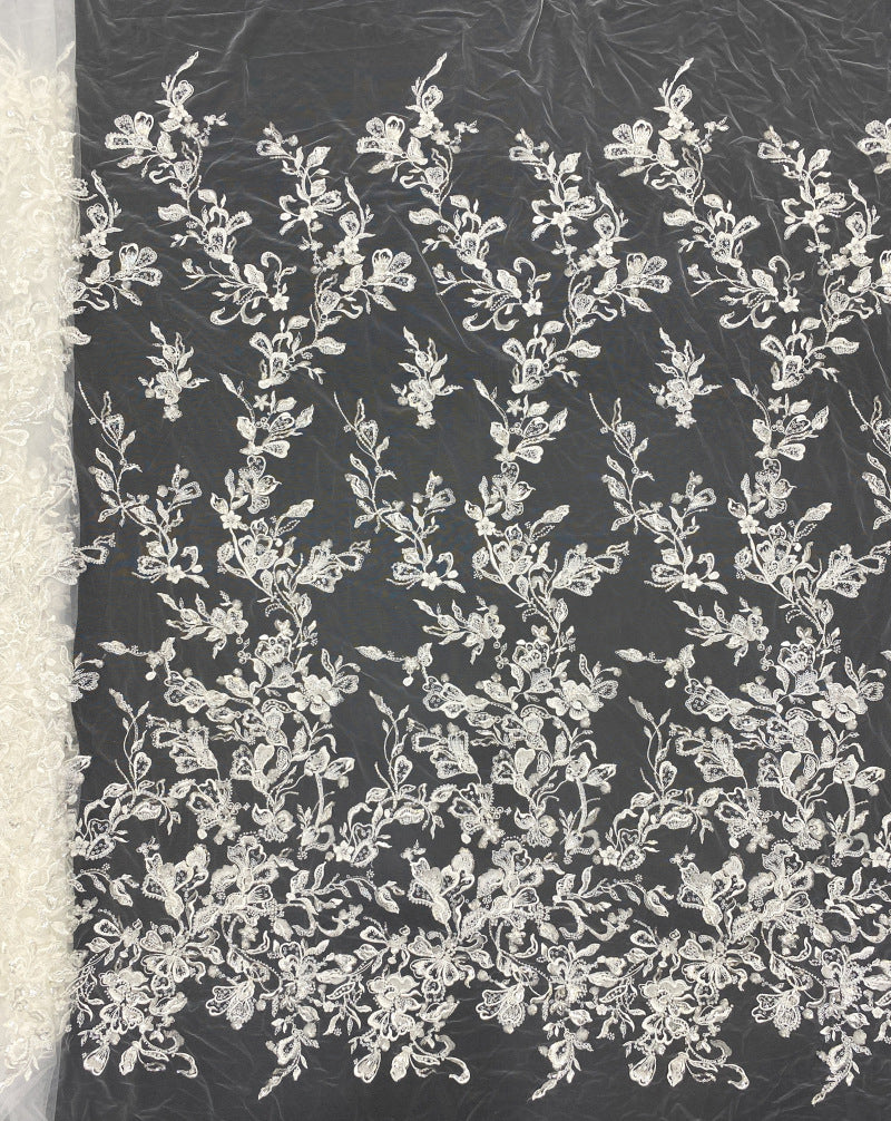 Star Motif Foam Bead Sequin Embroidery Fabric — fabric photo 6