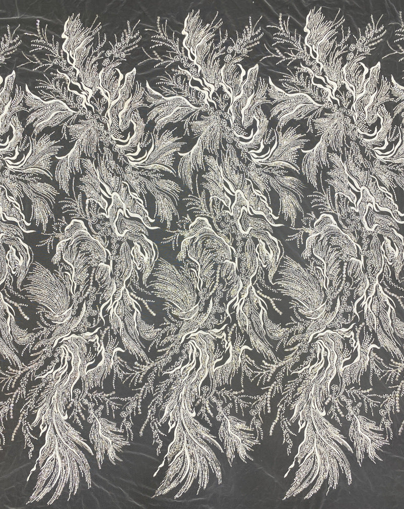 Bugle Bead & Sequin Embroidery Lace for Evening Dresses