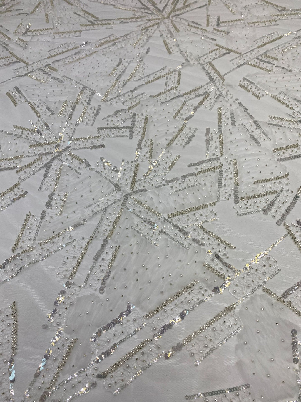 Corded Double-Bead and 4/7 mm Crystal Sequin Fabric — fabric photo 5
