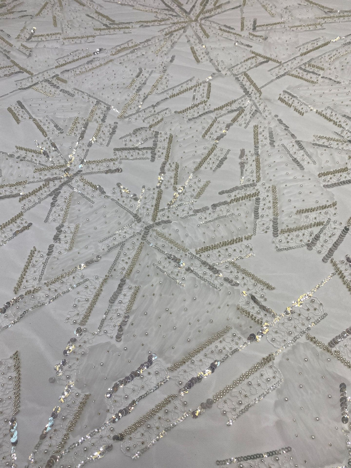 Corded Double-Bead and 4/7 mm Crystal Sequin Fabric — fabric photo 5