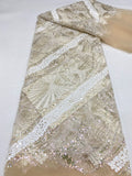 Heavy 3/7 mm Sequin & Bugle-Bead Embroidered Bridal Fabric — fabric photo 6
