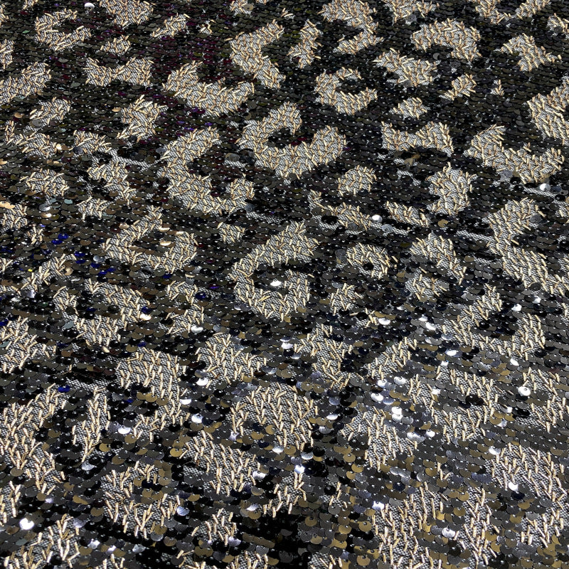 Leopard Print 5mm Rolled Sequin Fabric — fabric photo 3