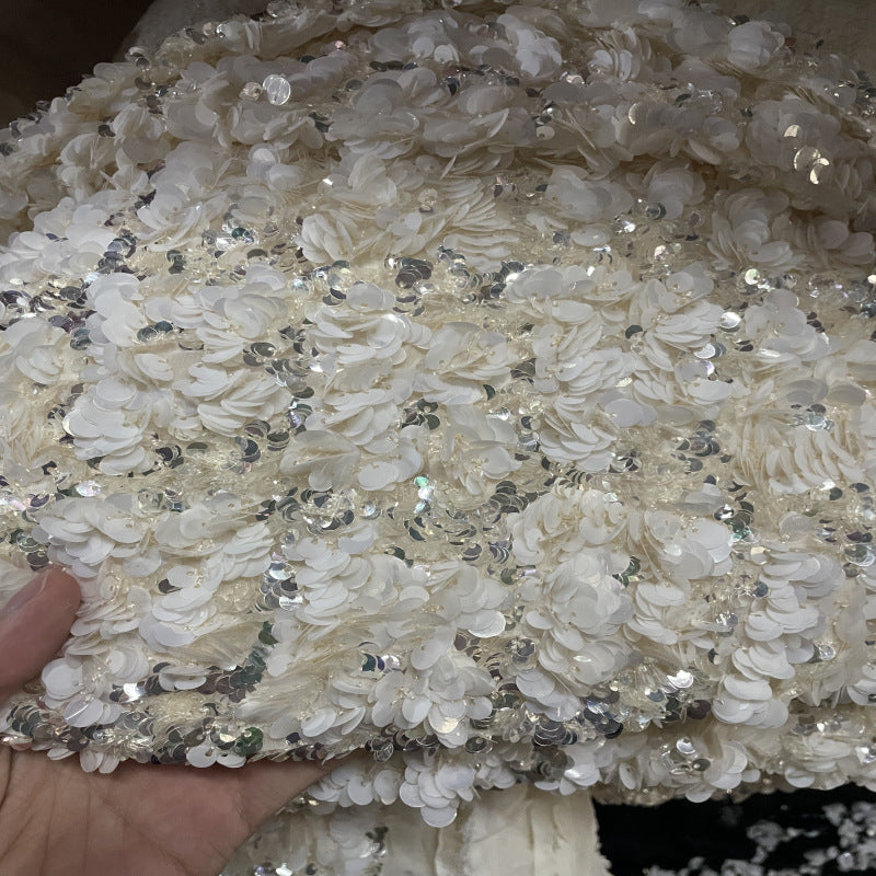 Dense Multisize Sequin Embroidered Chiffon — fabric photo 4