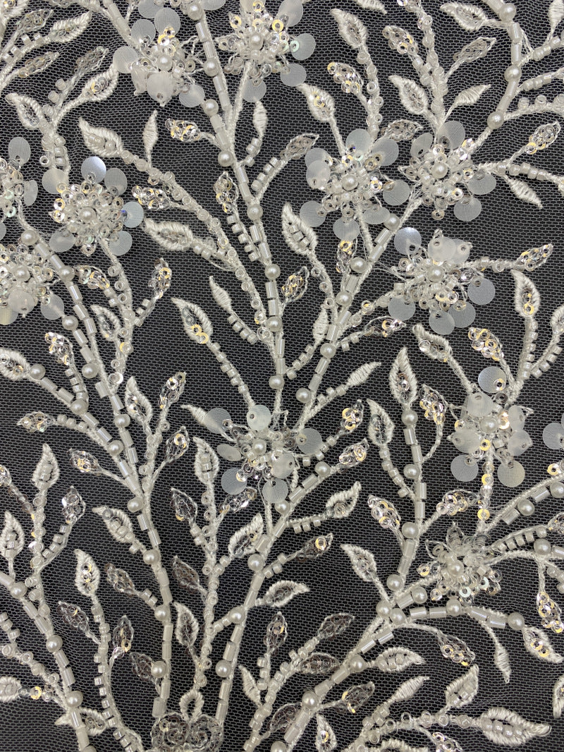 Bugle Bead & 3/7mm Sequin Evening Gown Fabric — fabric photo 3