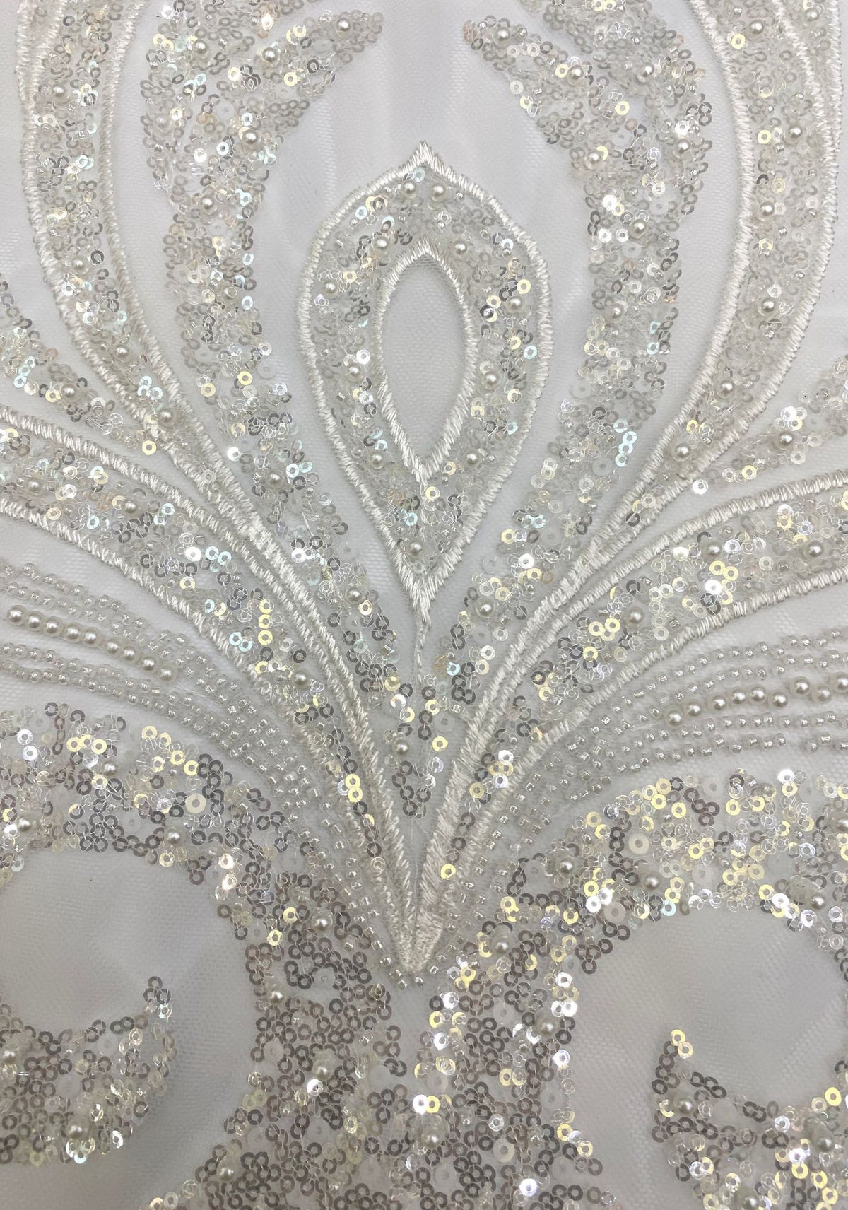 Sequin & Bubble-Bead Embroidered Bridal Fabric – Design 03839 — fabric photo 5