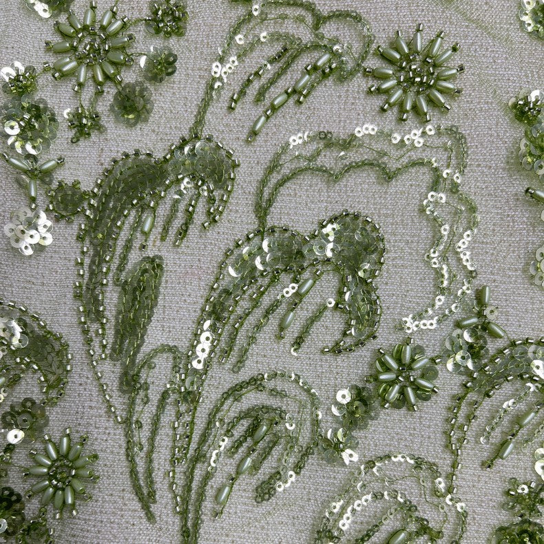 Sequin Beaded Mesh Lace for Dressmaking — fabric photo 2