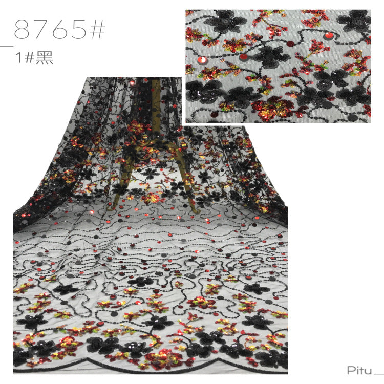 2/3/5/9/12 mm Sequin Embroidered Bridal Fabric — fabric photo 2