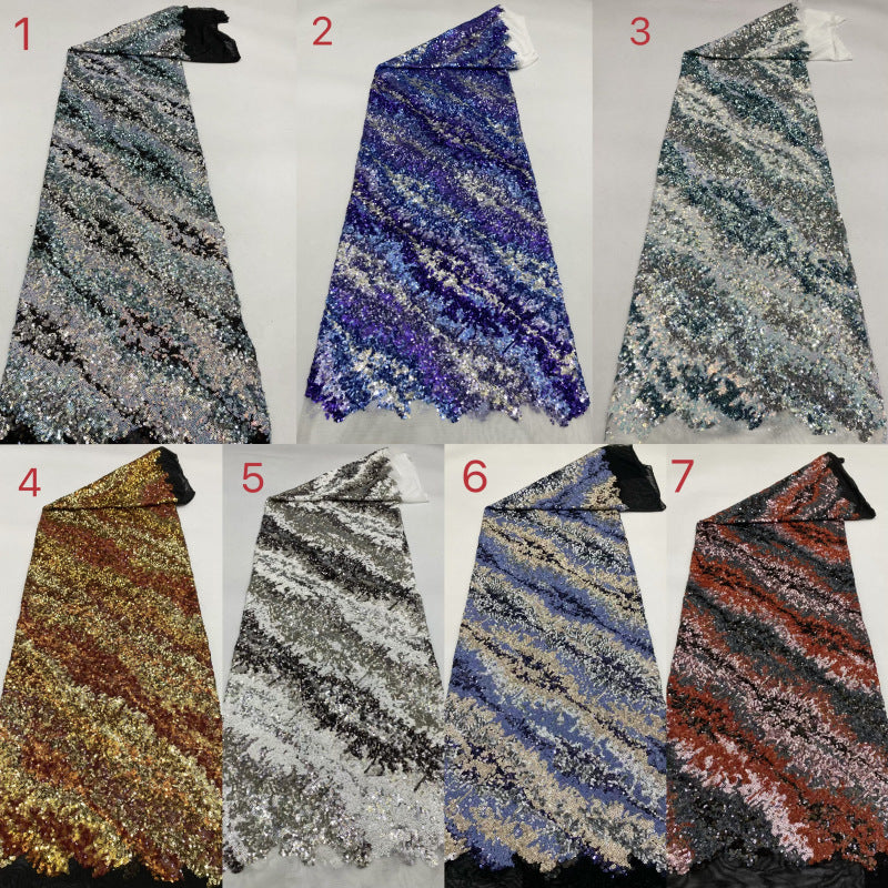 Twill-Effect Colorful Sequin Stretch Mesh