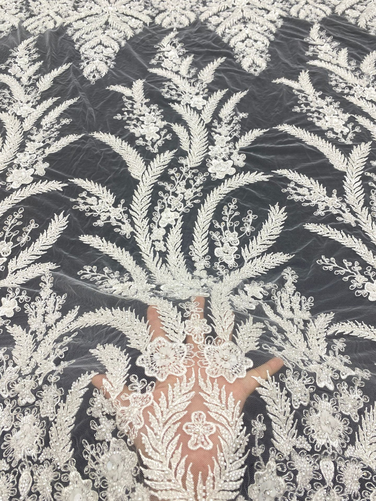 Foam Bead & 3/7mm Sequin Embroidered Fabric — fabric photo 2
