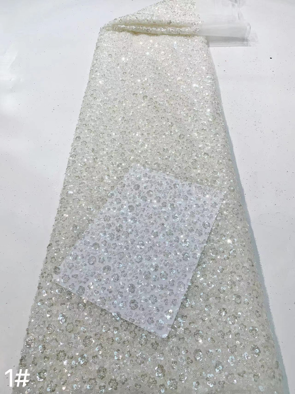 Dense Bead & 3/5mm Sequin Gown Fabric — fabric photo 6