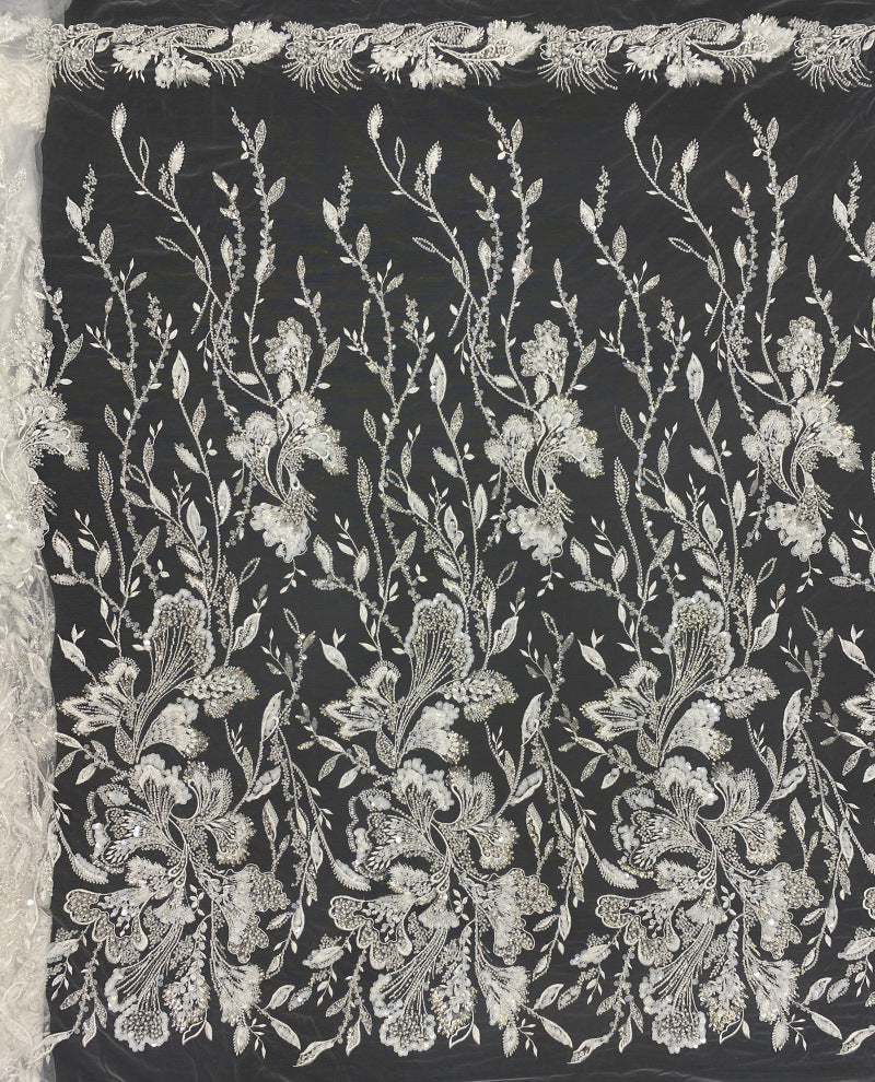 Bugle Bead & 3/7mm Sequin Embroidery Fabric — fabric photo 6