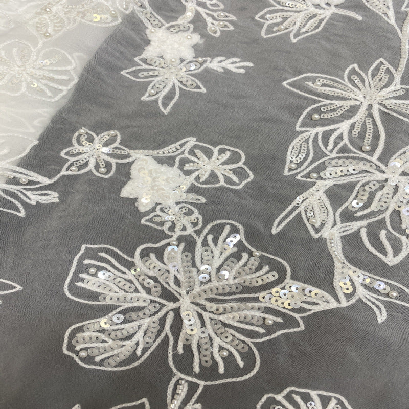 Textured Rope Sequin Embroidered Organza — fabric photo 4