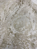 Silver-White Thread Triple-Bead & 3 mm Sequin Fabric — fabric photo 5