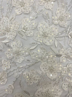 Fine Bead Embroidery & 3/4mm Sequin Dress Fabric — fabric photo 5