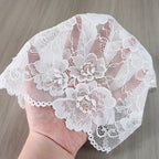 Large Floral Double-Scallop Corded Stretch Nylon-Spandex Lace Trim 18 cm — fabric photo 2