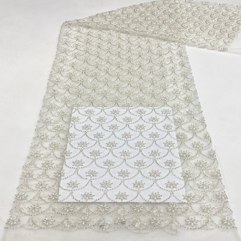 Apricot Fishscale Seed Bead Sequin Fabric