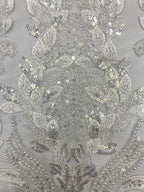 3D Floral Foam Bead & 3/4mm Sequin Embroidery Fabric — fabric photo 5
