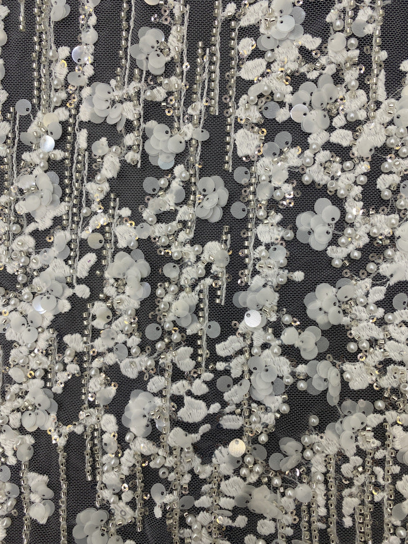 Geometric Foam Bead & 3/7mm Sequin Fabric — fabric photo 3