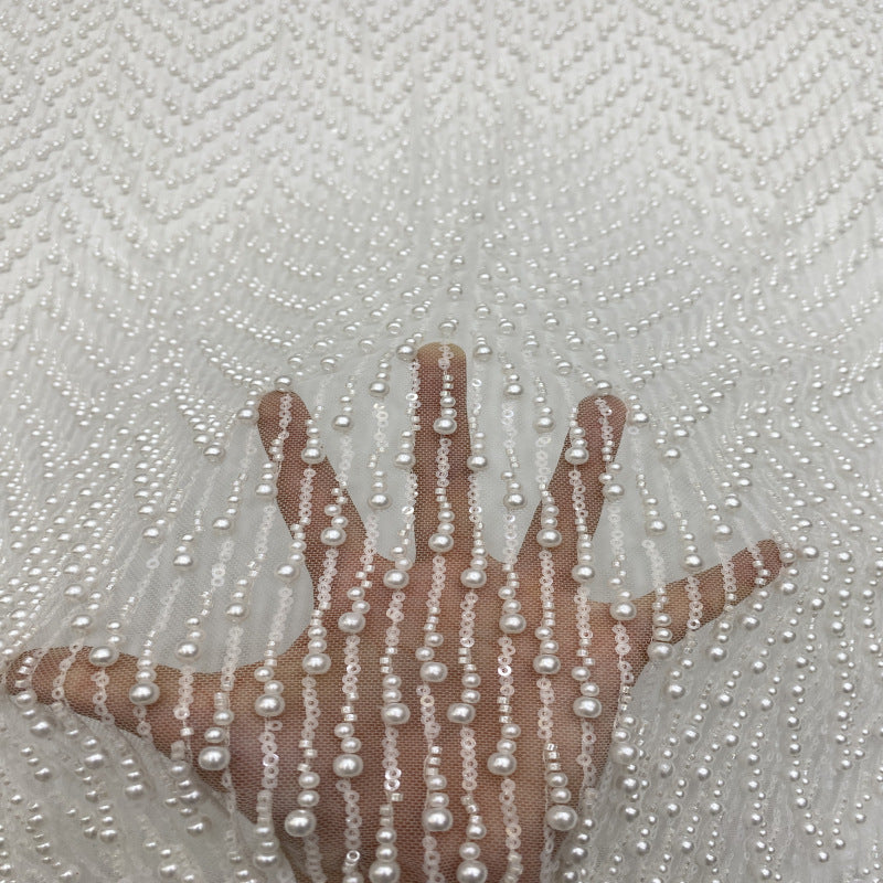 Heavy Sequin & Bubble-Bead Embroidered Bridal Fabric – Design 94495