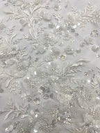 3D White-Core Bead and Sequin Embroidered Fabric — fabric photo 5