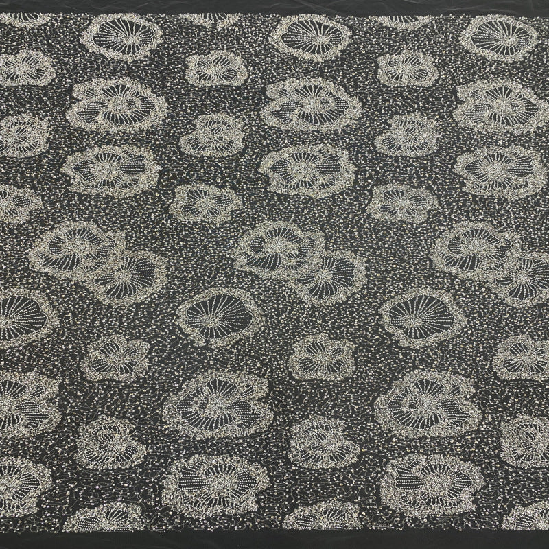 3/5 mm Sequin & Bubble-Bead Embroidered Bridal Fabric – Design 86751