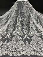 3/4 mm Sequin & Bubble-Bead Embroidered Bridal Fabric – Design 47615 — fabric photo 6