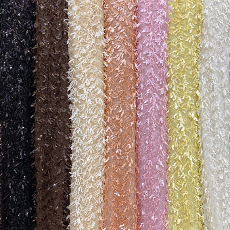 S-Curve Tassel 5mm Sequin Embroidery Fabric