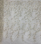 Laser-Cut Floral Silver Bead & Crystal Sequin Fabric — fabric photo 4