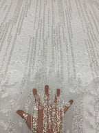 Small Floral Sequin & Bubble-Bead Embroidered Bridal Fabric — fabric photo 4