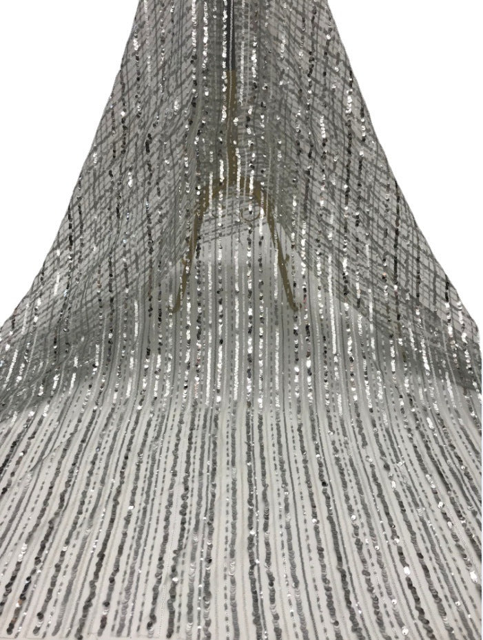 Multicolor Vertical Stripe Sequin Embroidery Fabric — fabric photo 2