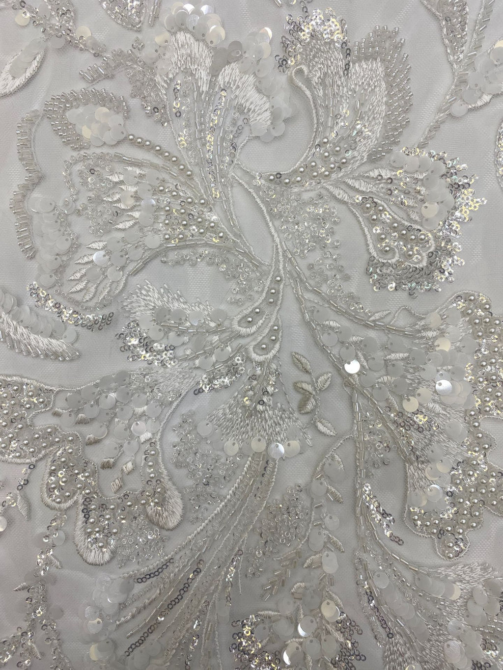 Bugle Bead & 3/7mm Sequin Embroidery Fabric — fabric photo 5