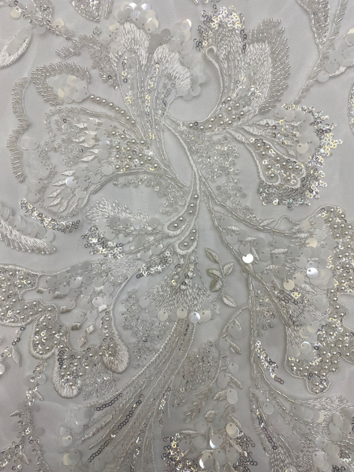 Bugle Bead & 3/7mm Sequin Embroidery Fabric — fabric photo 5