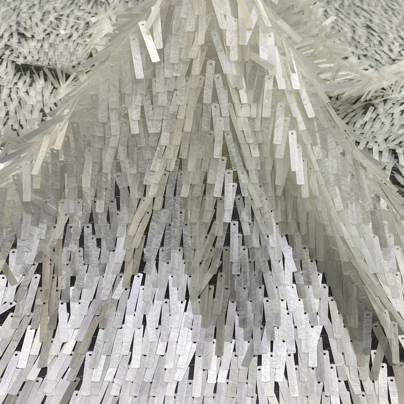 Long Sequin Embroidered Mesh Fabric — fabric photo 3