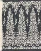 Botanical Bead & Sequin Embroidered Bridal Fabric