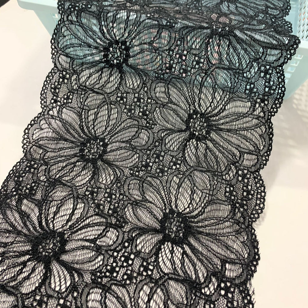 Large Floral Stretch Lace Trim 20 cm — fabric photo 5