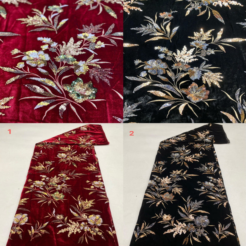 Velvet Double Bead Colorful Sequin Dress Fabric