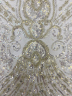 Sequin & Bubble-Bead Embroidered Bridal Fabric – Design 99295 — fabric photo 3