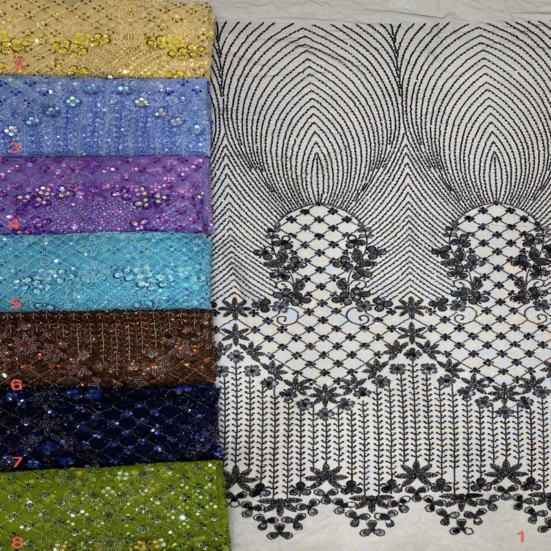 Heavy Bugle Bead & Mixed Sequin Bridal Fabric - Style 59989 — fabric photo 2