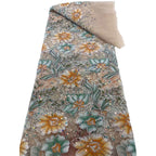 European Floral Printed Bugle Bead Embroidered Fabric – Per Yard — fabric photo 4
