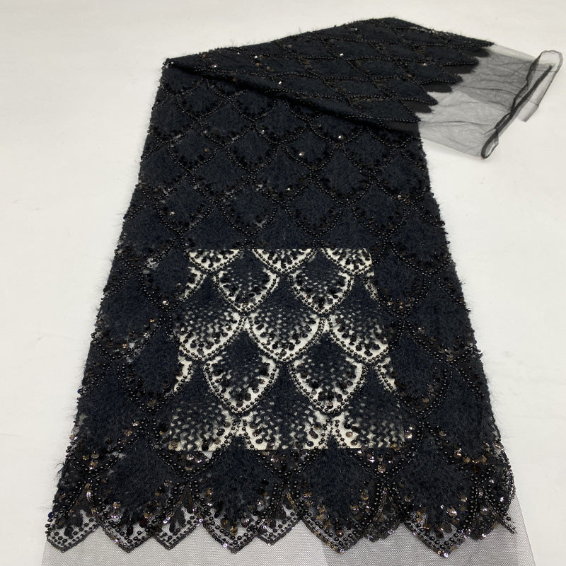 Textured Cord Bead & Sequin Embroidered Fabric — fabric photo 3