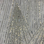 3D 3/5 mm Crystal-Look Sequin & Silver-Bead Embroidered Bridal Fabric – Design 16543 — fabric photo 3
