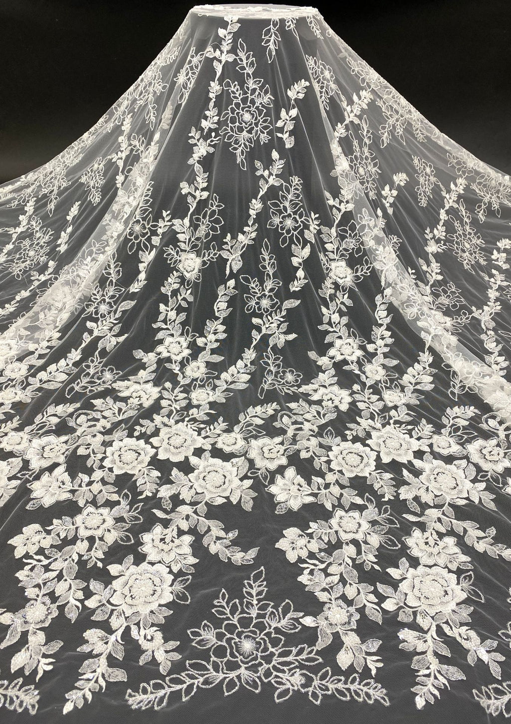 Wedding Lace with Beads and Sequins Fabric by Yard